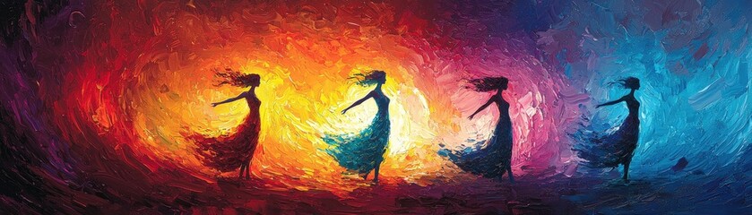 Poster - Abstract Swirling Human Figures in Vibrant Colors