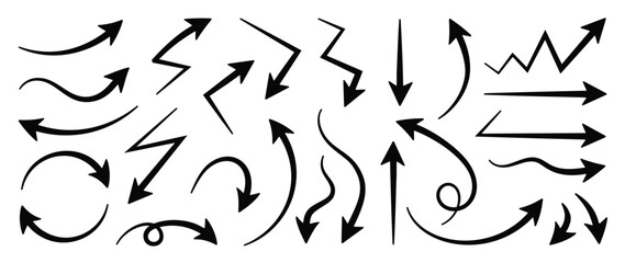 Poster - Hand drawn arrow vector icons set. sketch arrow design for business plan and education.