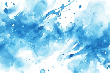 Poster - Beautiful watercolor abstract background featuring blue and white splashes and swirls