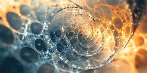 Poster - Abstract fractal design element representing physical processes and concepts of quantum theory including quantum entanglement