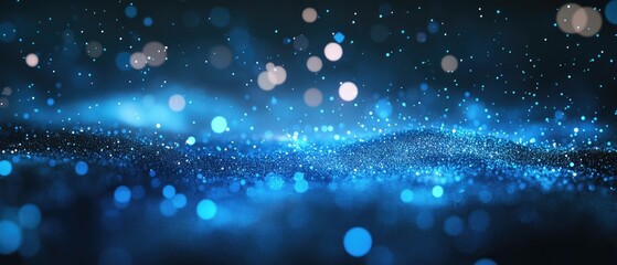 Poster - fantasy abstract blue blurred dots in perspective