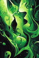 Aufkleber - Fantasy abstract 2D cartoon design featuring a green and black backdrop