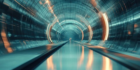 Poster - Futuristic abstract surface with an infinite corridor in a 3D illustration