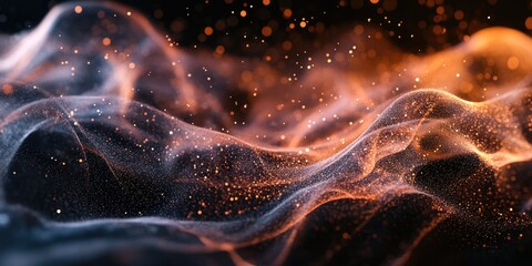 Poster - Abstract flowing wave particles backdrop created through 3D rendering techniques 3D visual representation
