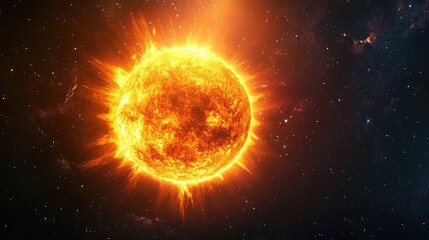 Wall Mural - futuristic art illustration of a sun in a dark space environment created in eps10 format