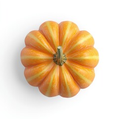 Sticker - A vibrant orange pumpkin with ridges and a green stem, ideal for autumn decor or cooking.