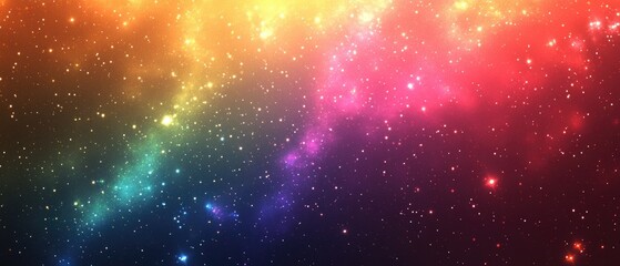 Poster - Abstract galaxy background featuring a spectrum of rainbow colors representing numerous stars creating a vibrant and colorful scene against a dark sparkly space backdrop