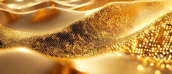 Poster - Abstract 3D illustration featuring a geometric surface with a golden texture showcasing decorative elements