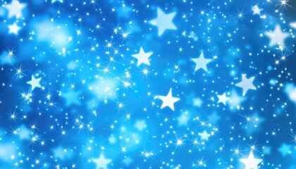 Poster - Light blue 2D cartoon backdrop featuring sparkling cosmic stars Vibrant abstract illustration perfect for advertising posters and banners