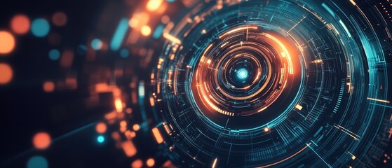 Poster - Abstract futuristic background with circular elements evoking a sense of science fiction and modern design