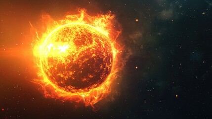 Wall Mural - futuristic art illustration of a sun in a dark space environment created in eps10 format