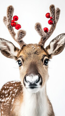 Small Christmas Reindeer Standing on White