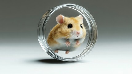 Sticker - A cute hamster peeking through a circular metal object, showcasing its playful nature.