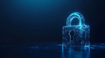 an illuminated padlock on a taxtured blue background representing digital security concept generative ai 