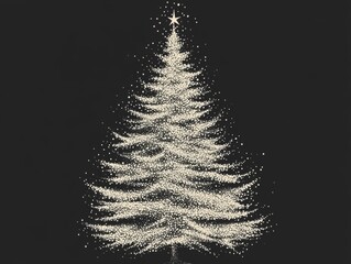 2408 44.a beautifully hand-drawn christmas tree made entirely of tiny white dots, evoking the appear