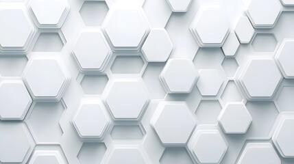 Poster - Abstract 3D White Hexagon Pattern Background