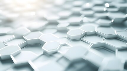 Poster - Abstract White Hexagon Pattern with Depth and Light