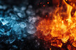 © Vovmar - Abstract background with ice and fire merging into each other. Generated by artificial intelligence
