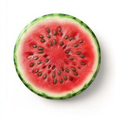 Wall Mural - A vibrant, sliced watermelon showcasing its juicy red flesh and black seeds.