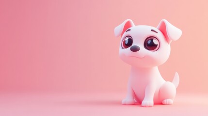 Sticker - A cute, stylized cartoon puppy sitting against a pink background.