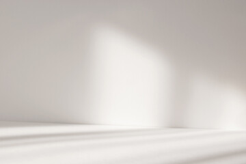 Aufkleber - Abstract white studio background with shadows of window. Empty 3d room. Display product with blurred backdrop.