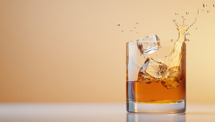 Wall Mural - glass of whiskey with ice 