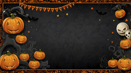 halloween background with pumpkins, ai generated