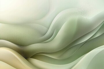 Wall Mural - Abstract Green and White Curved Lines with Dotted Texture