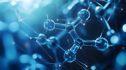 Poster - Close-up of a 3D Molecular Structure with Connected Spheres and Lines