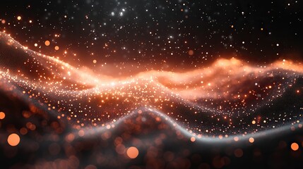 Dots and lines penetrate upward through particle trajectories, depicting the dynamic speed and complexity of network technology.