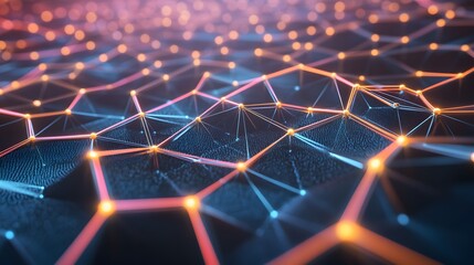 Poster - Abstract Network of Glowing Lines and Points