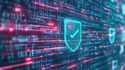 Poster - Virtual private network VPN shield, secure data flow, 3D illustration