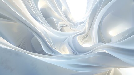 Poster - A smooth, flowing white futuristic background with subtle shadows and highlights creating a modern and ethereal atmosphere