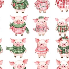 Poster - Christmas Pig Pattern.