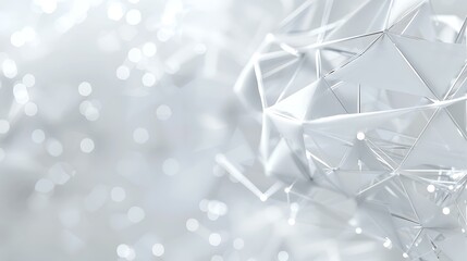 Poster - Abstract white futuristic background with interconnected 3D shapes and light reflections to suggest an advanced digital world