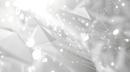 Poster - Abstract white futuristic background with interconnected 3D shapes and light reflections to suggest an advanced digital world