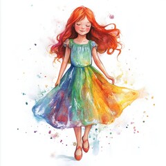 Poster - Watercolor Girl in Dress.