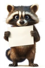 Canvas Print - Raccoon Holding Sign.