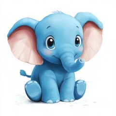 Wall Mural - Cute Blue Elephant.