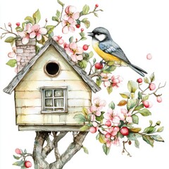 Wall Mural - Birdhouse in Bloom.