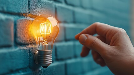 Poster - Hand Reaching for Light Bulb.