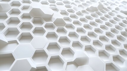 Poster - White Hexagon Pattern Abstract Background