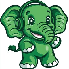 Poster - Cute Elephant with Headphones.