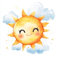 Wall Mural - Happy Sun Illustration.