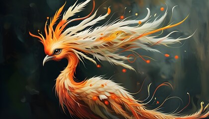 Surreal depiction of a phoenix with vibrant colors and dreamlike elements