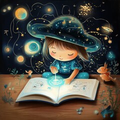 Wall Mural - Little Girl Reading.