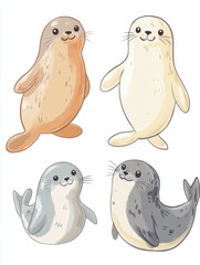 Poster - Cute Seals Cartoon.