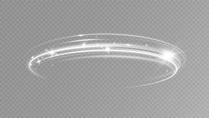 Aufkleber - Light white Twirl. Curve light effect of white line. Glowing white spiral. The effect of high-speed abstract lines. Rotating shiny rings.	