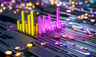 Poster - Futuristic Trading Interface, a sleek digital platform showcasing advanced analytics, vibrant graphs, and user-friendly navigation for traders.