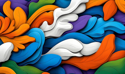 Poster - Vibrant AI-Generated Mural, a dynamic blend of colors and shapes, showcasing abstract forms that evoke energy and creativity.
